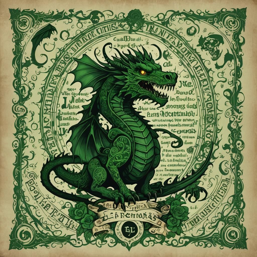 Gothic Dragon Title with Ghostly Green Glow