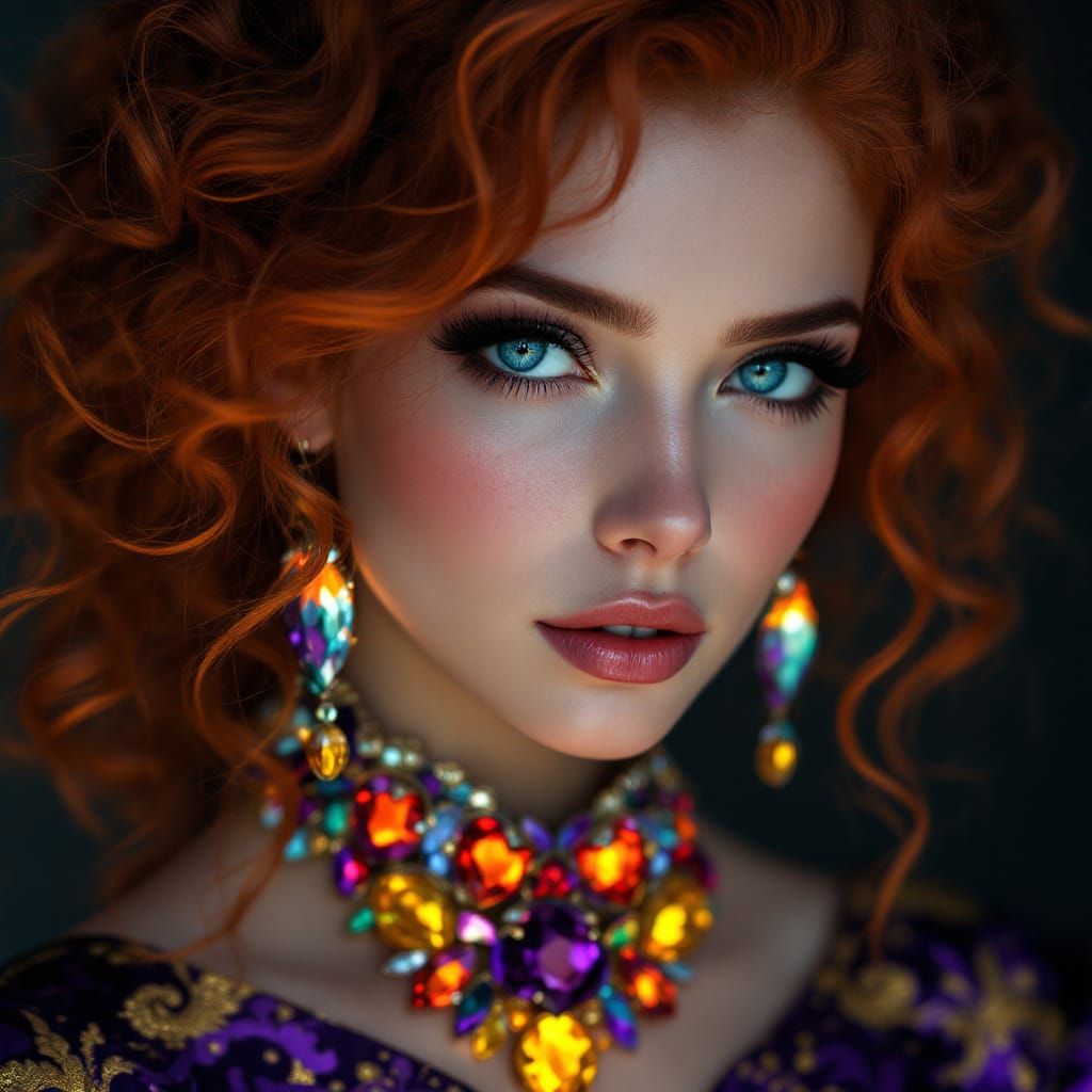 Vibrant Portrait of Woman in Art Nouveau Style