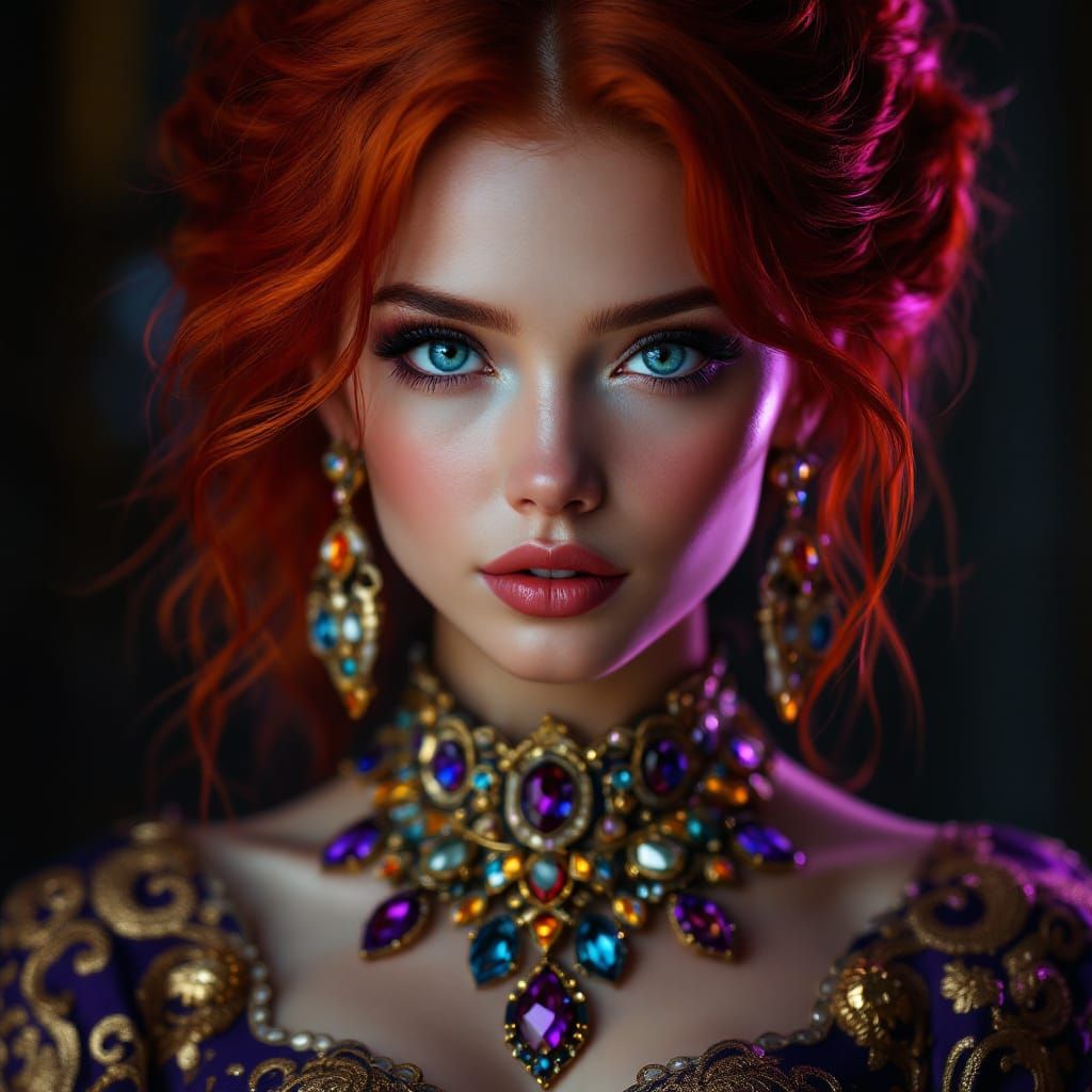 Striking Digital Portrait in Dark Fantasy Style