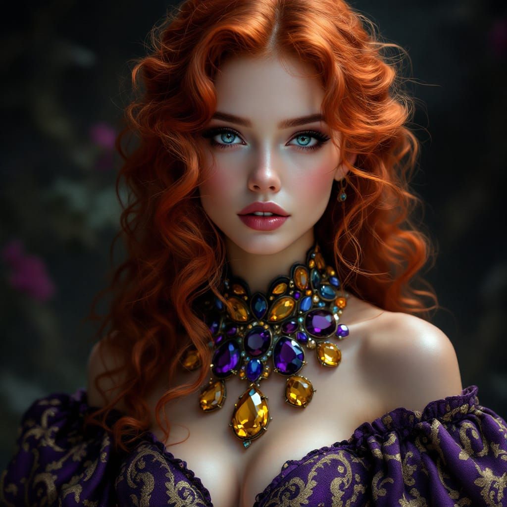 Vibrant Digital Portrait in Art Nouveau Style