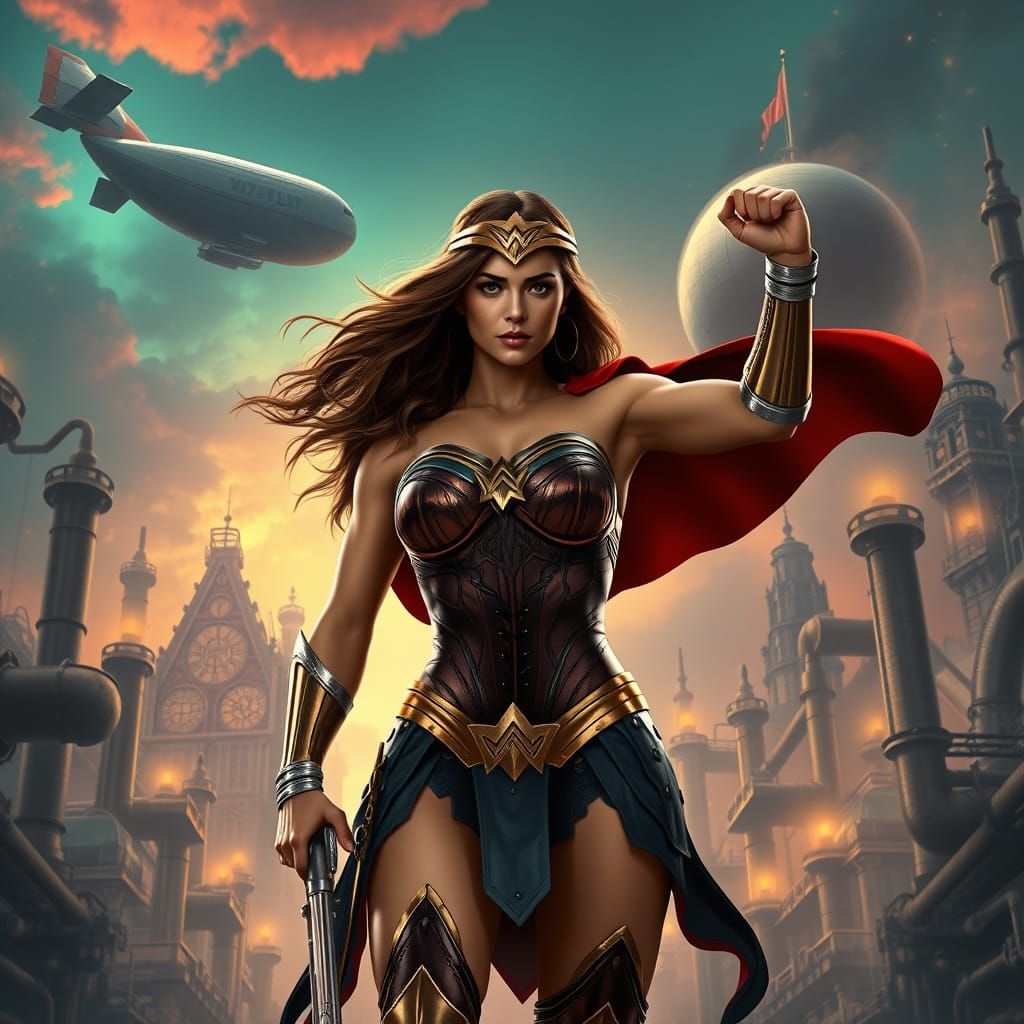 Steampunk Wonder Woman Unveils Industrial Metropolis