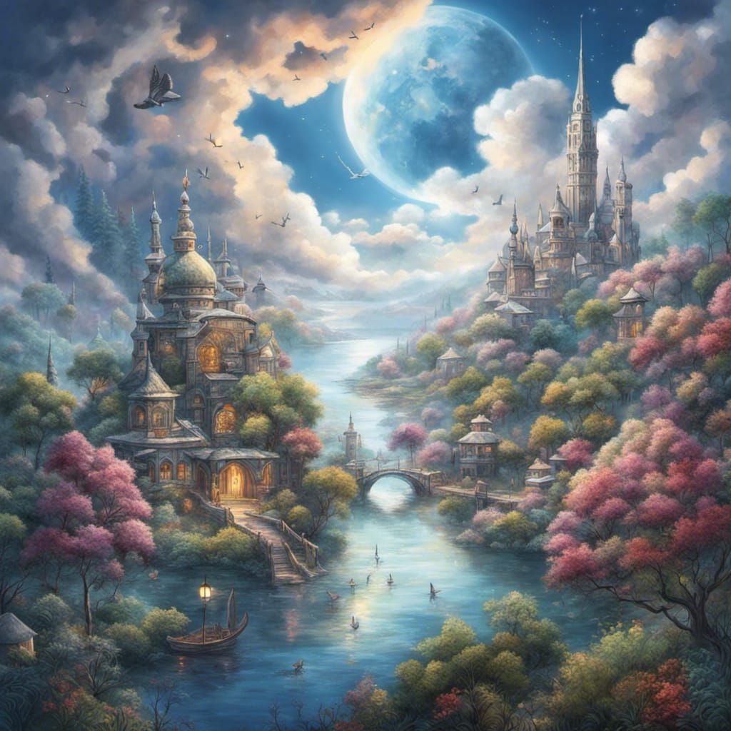 Intricate World of Peace Under Moonlight