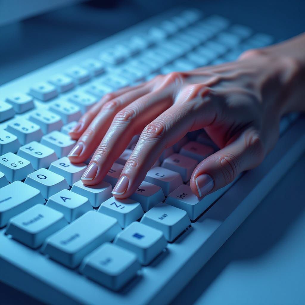 Human Fingers Replace Keyboard Keys in Surreal Digital Art