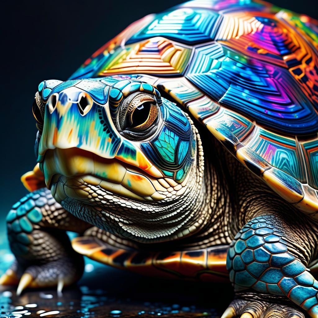 Heroic Turtle in Vibrant Splash Art
