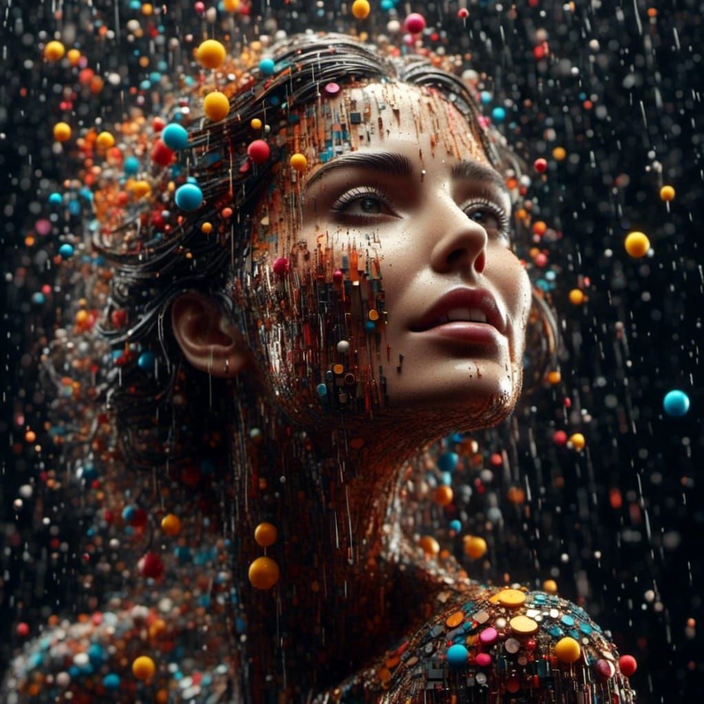 Photorealistic Rain of Colorful Particles Showcasing Love