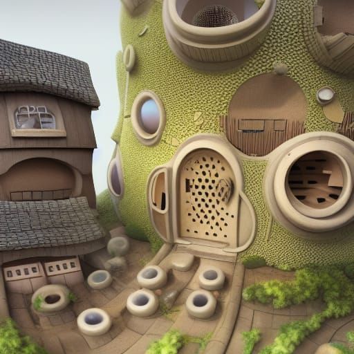 Apple Mouse House with Bubbles in CGI Style