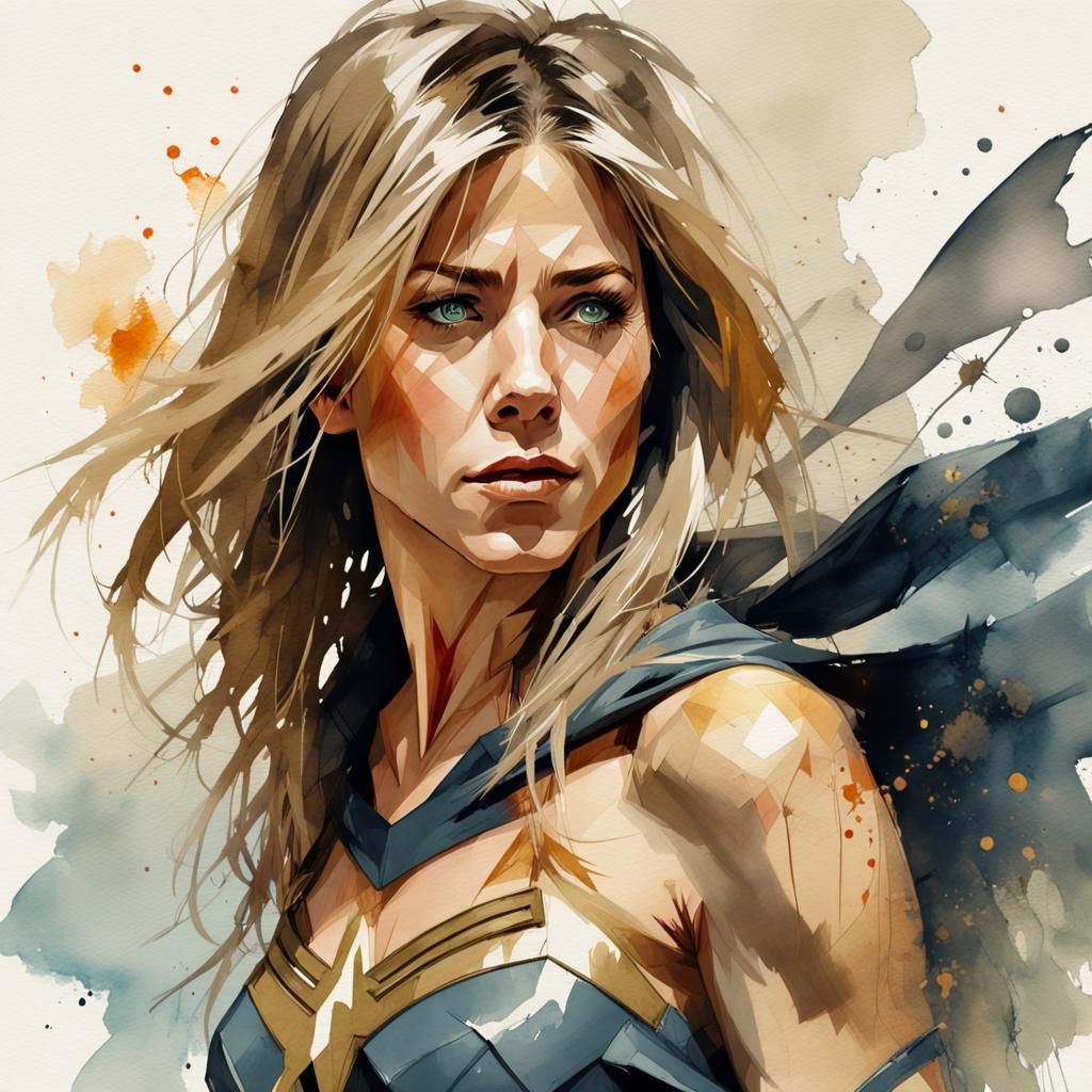 Jennifer Aniston female Superhero culture visuals,