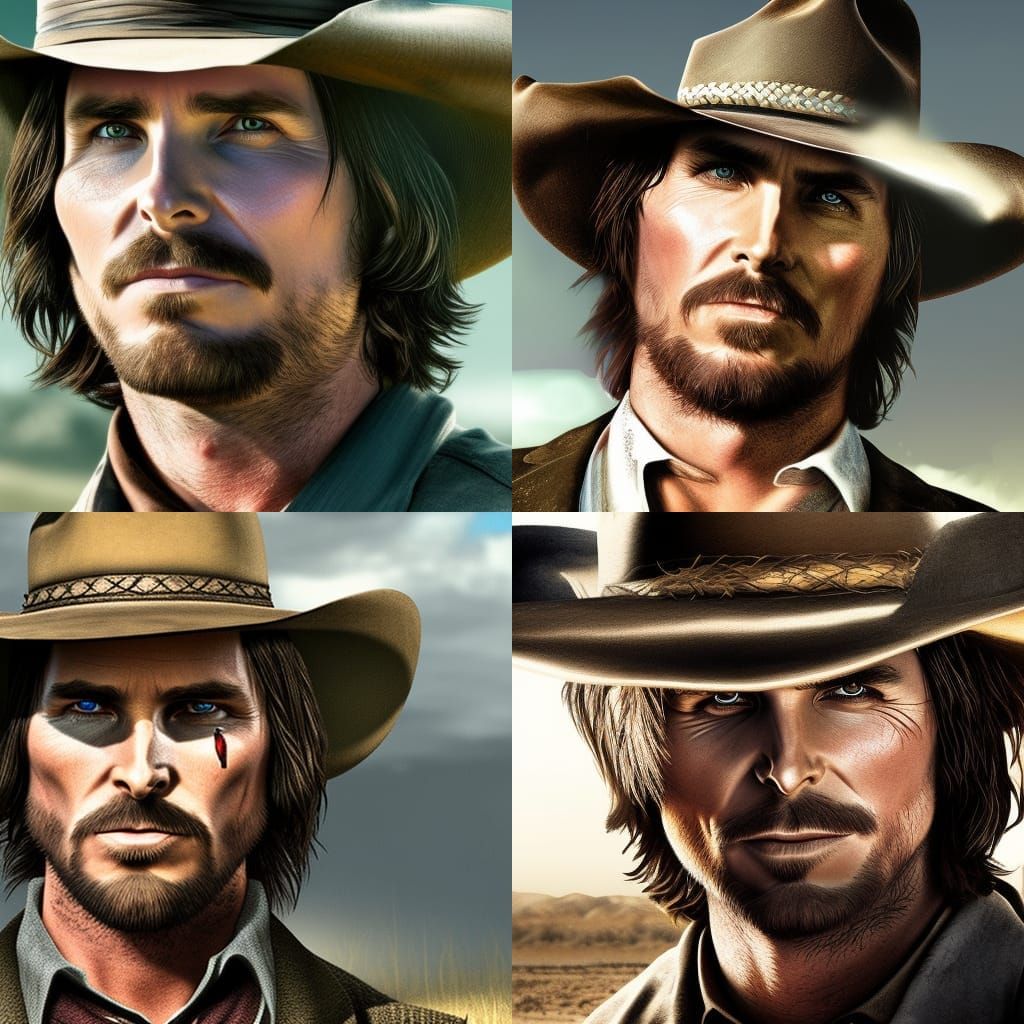 Hyperrealistic Christian Bale as John Marston Portrait