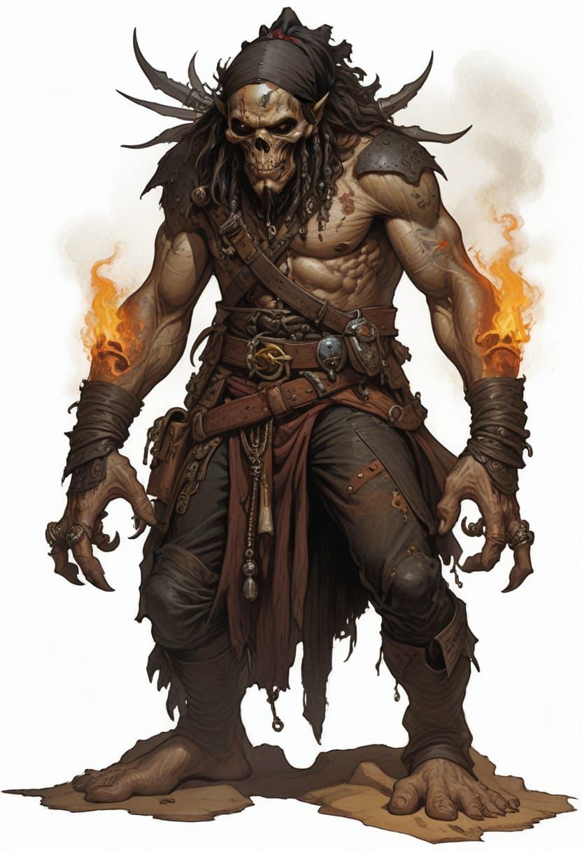 Mutant Pirate from the 18th Century, Vivid Illustration