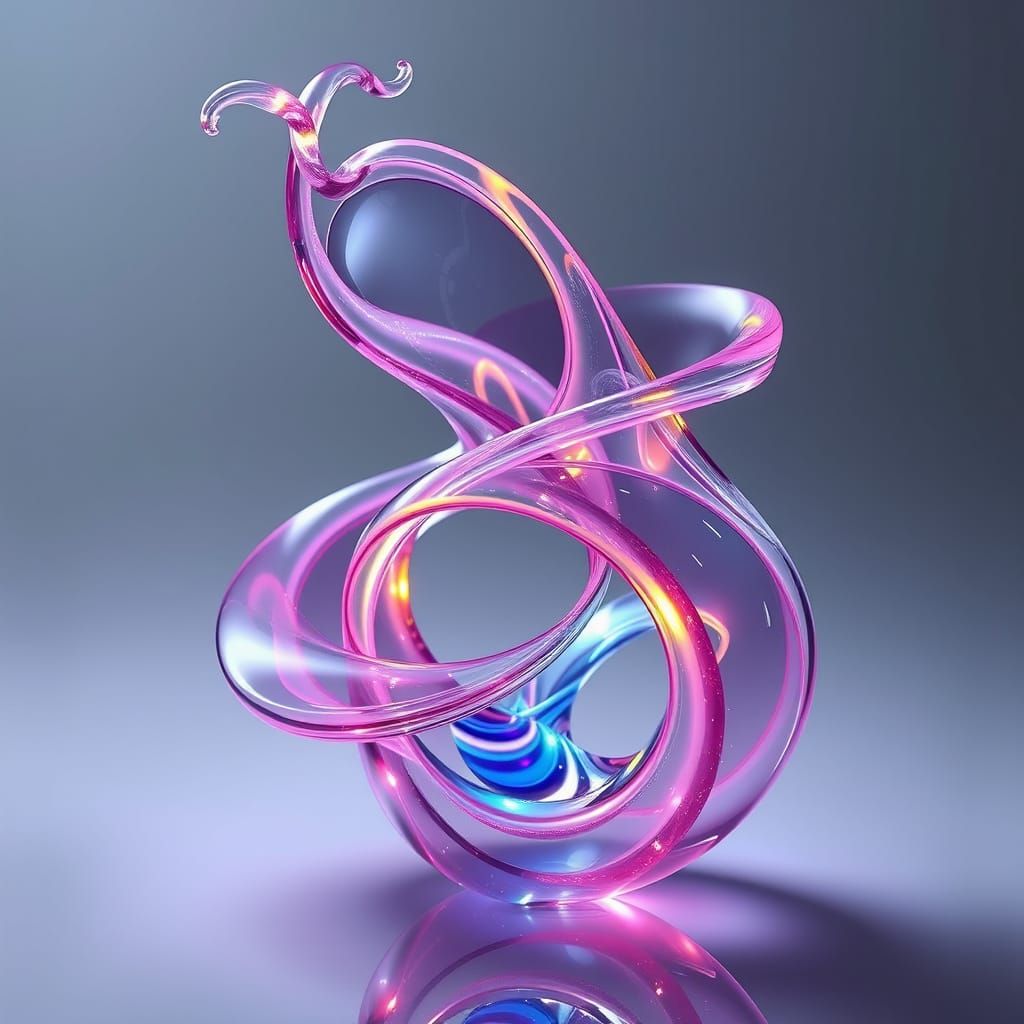 Ethereal Glass Sculpture in Vibrant Digital Art Style