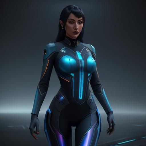 Holographic Girl in Star Trek Suit
