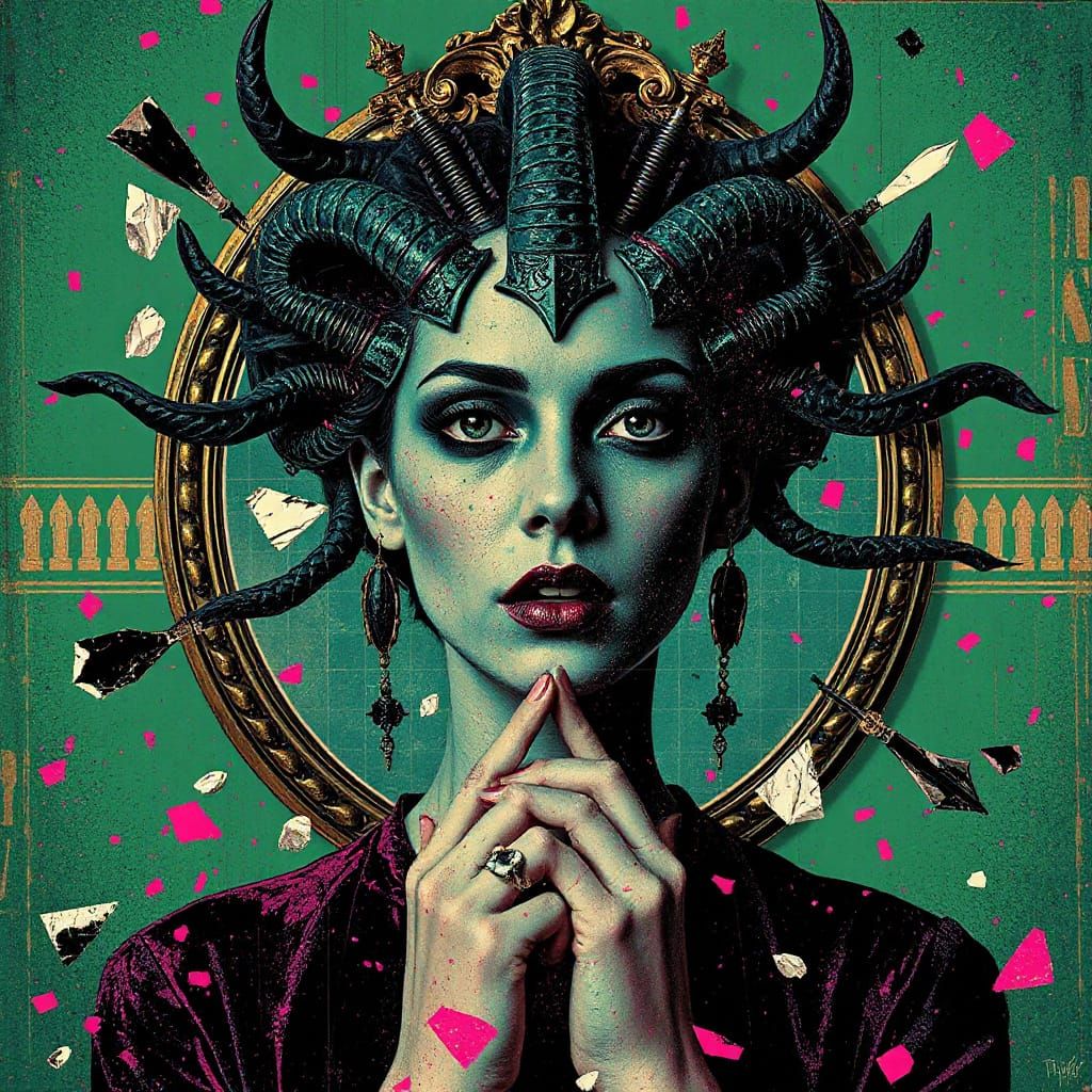 Medusa in Retrofuturism: A Surreal Gothic Collage