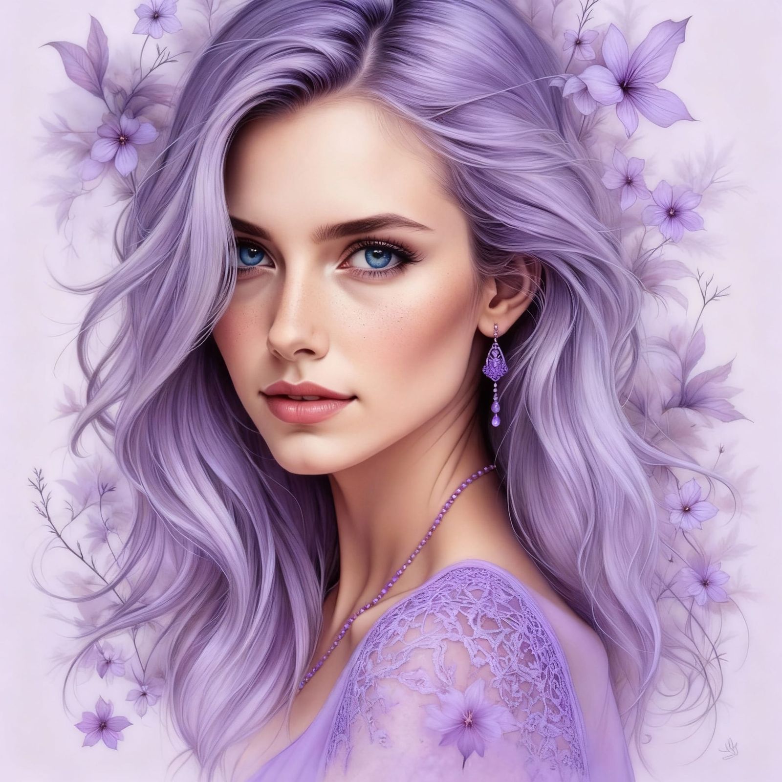 Beautiful Woman with Freckles in Summer Dappled Wood