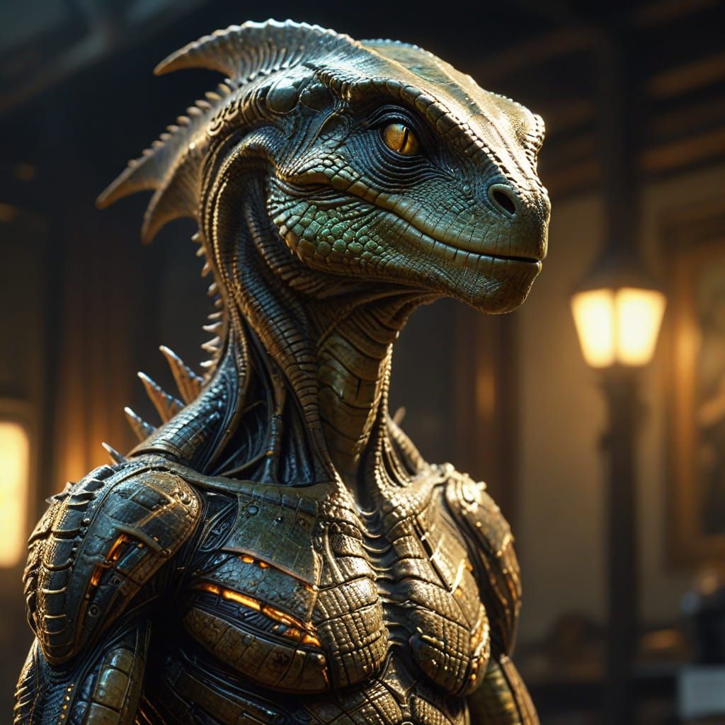 Lizardlike Alien in Photorealistic Digital Art