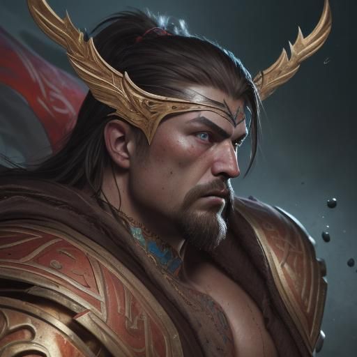 Detailed Portrait of a Muscular Russian Warrior