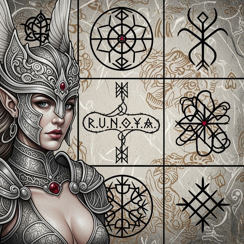 Dökkálfar Elf in Armor with Nordic Symbolism