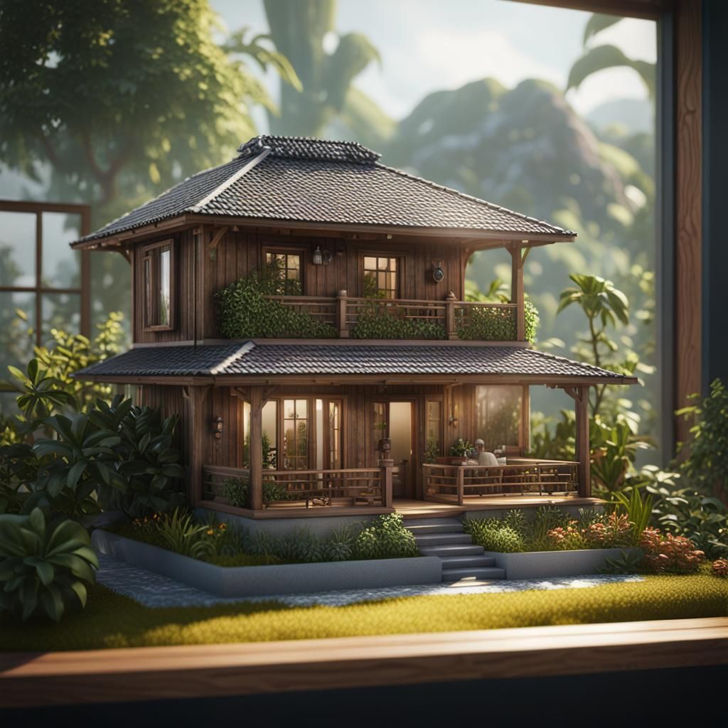 Miniature Bungalow with Garden: 3D Game Cinematic