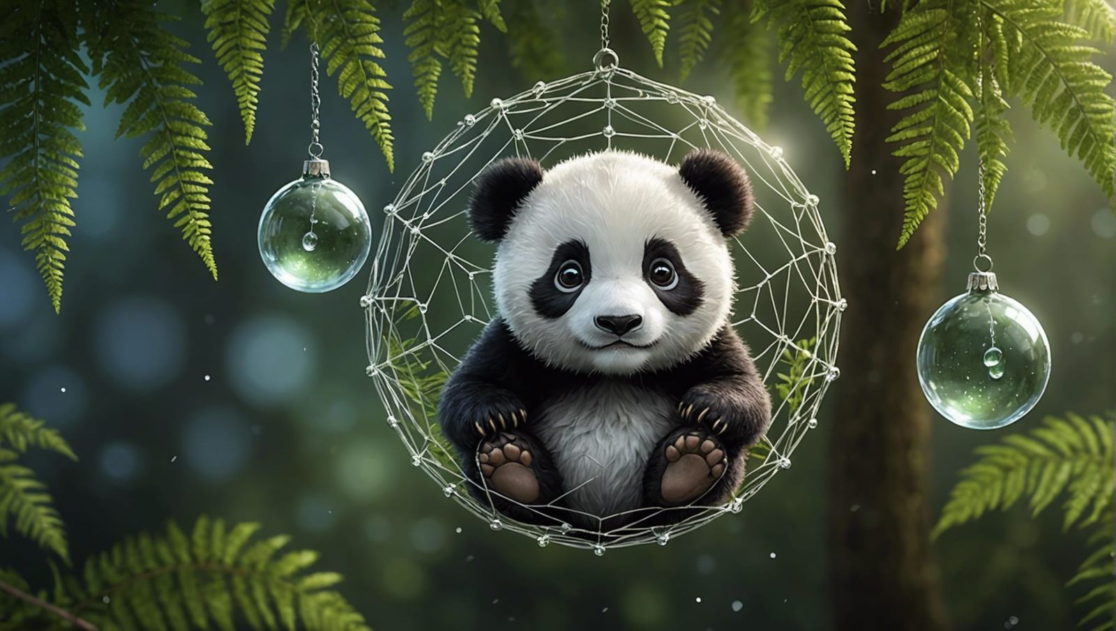 Cute Panda Bear with Big Eyes in Fantasy Style