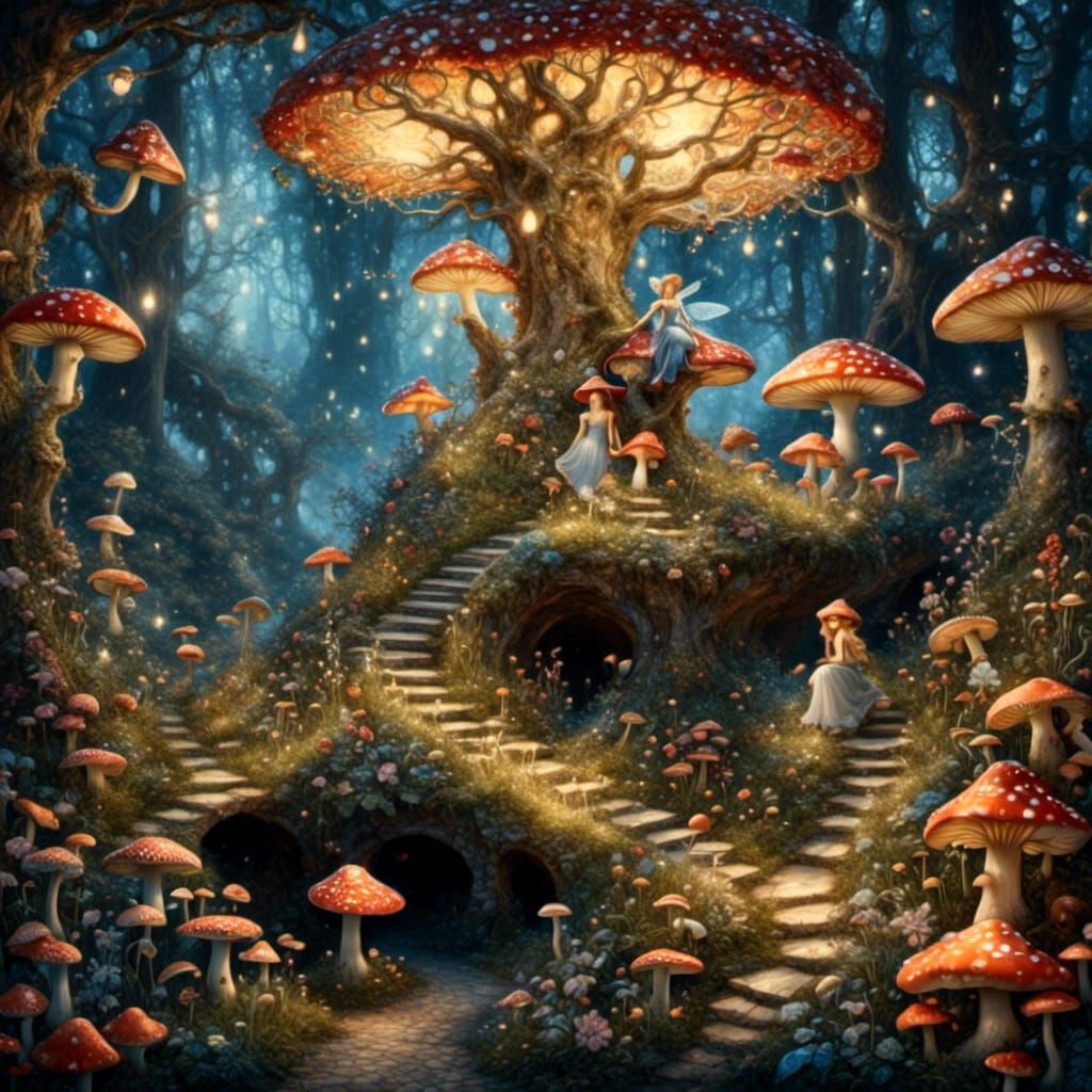 Whimsical Fairy Portrait in Pointillism Style