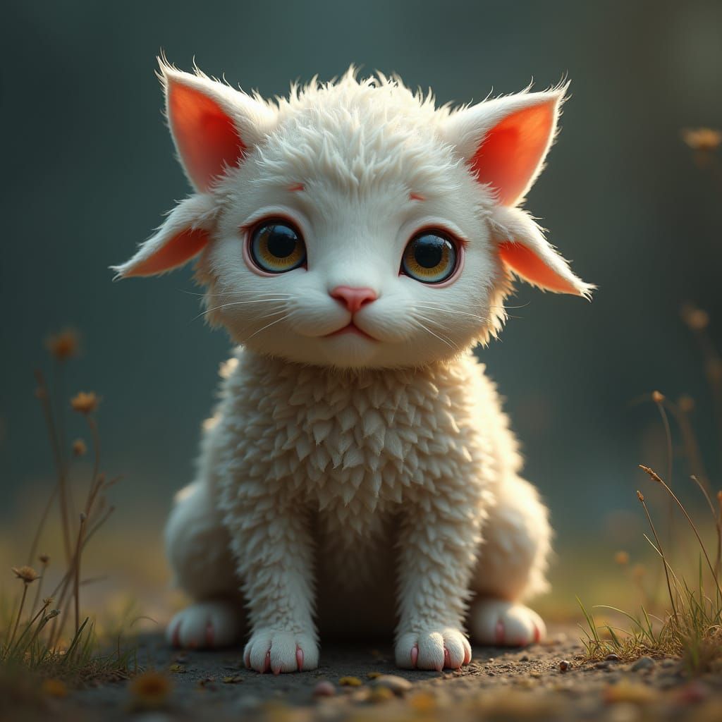 Surreal Cat-Sheep Chimera in Detailed Matte Painting