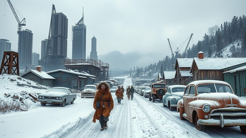 Post-Apocalyptic Winter Scene in Hyperrealism