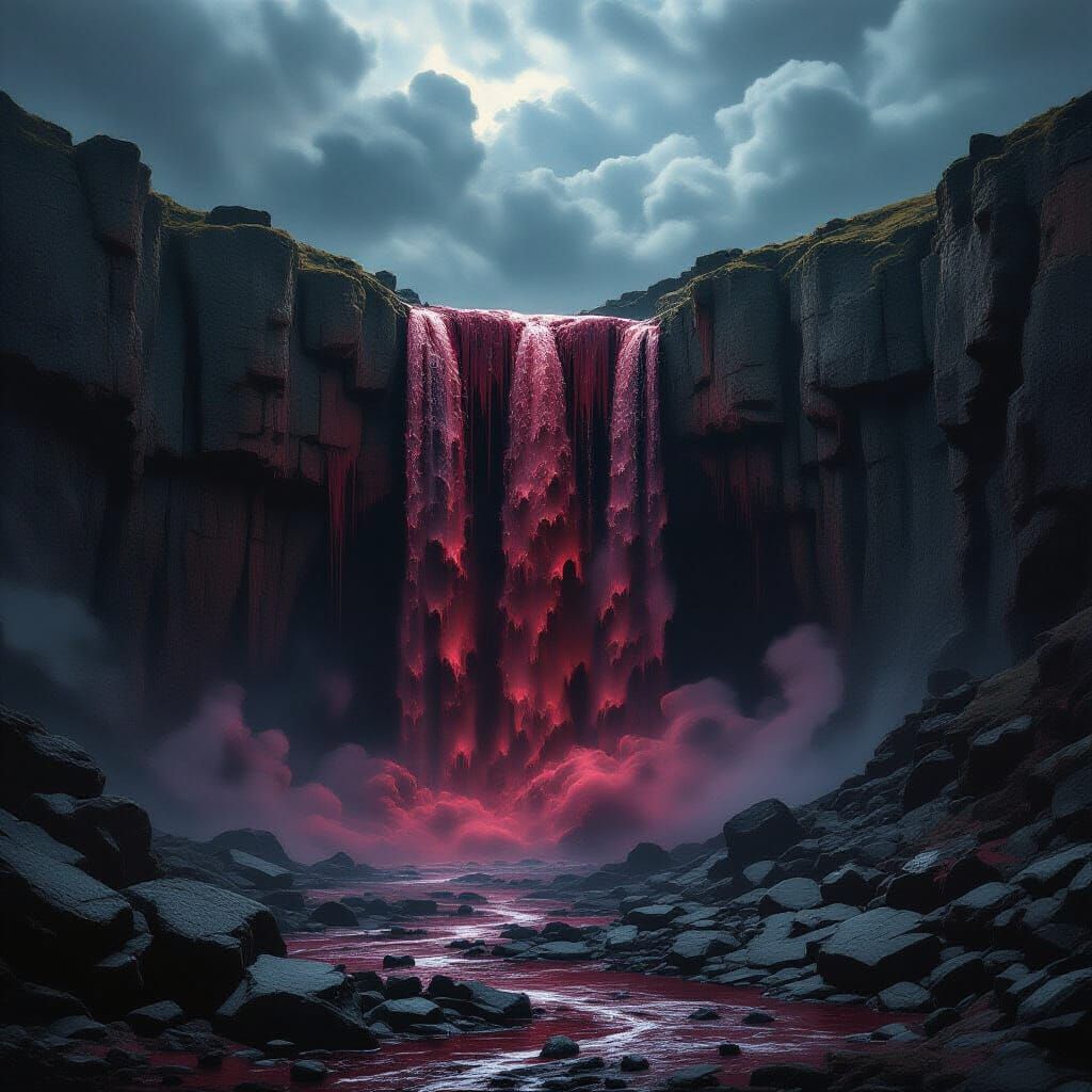 Macabre Waterfall of Blood and Bone