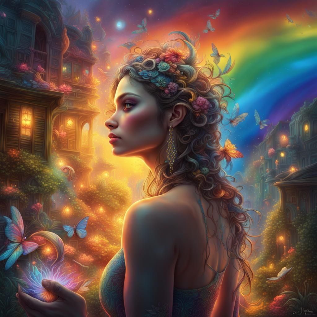 Bioluminescent Rainbow Fantasy Art in Unreal Engine 5