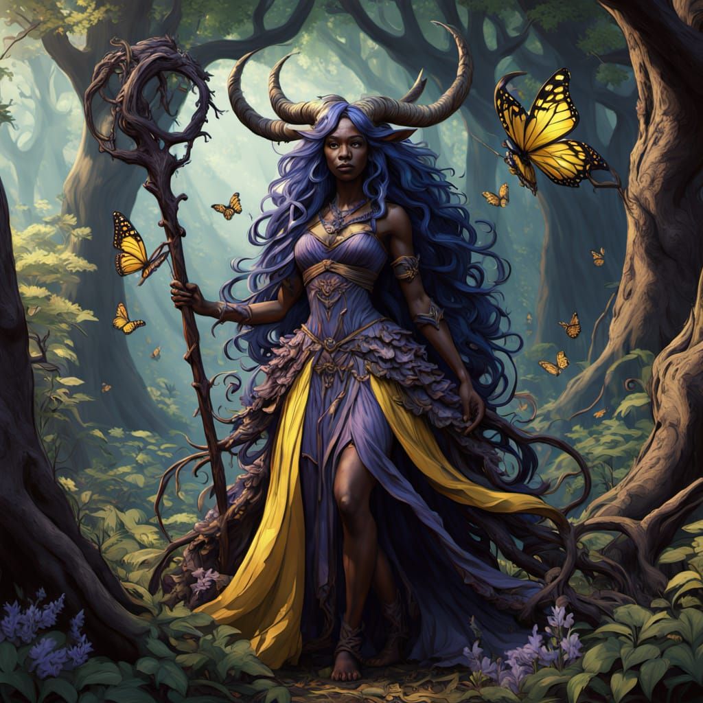 Ethereal Minotaur in Whimsical Woodland