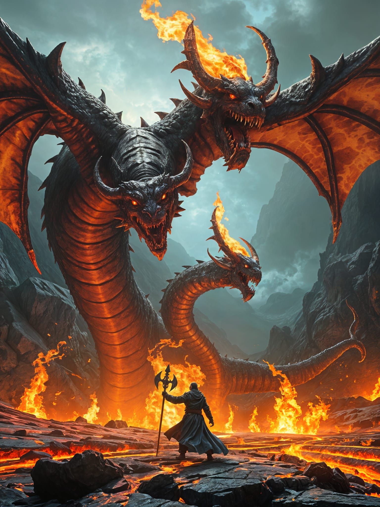 Mage vs. Hydra: Epic Fantasy Battle