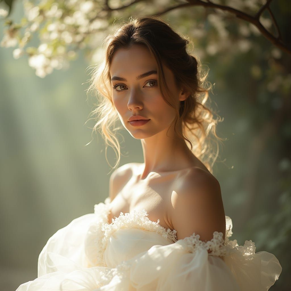 fantasy portrait of a woman in white