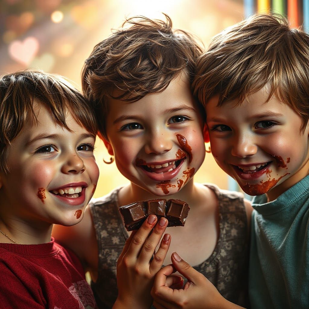 Joyful Children Bask in Warm Chocolate Glow