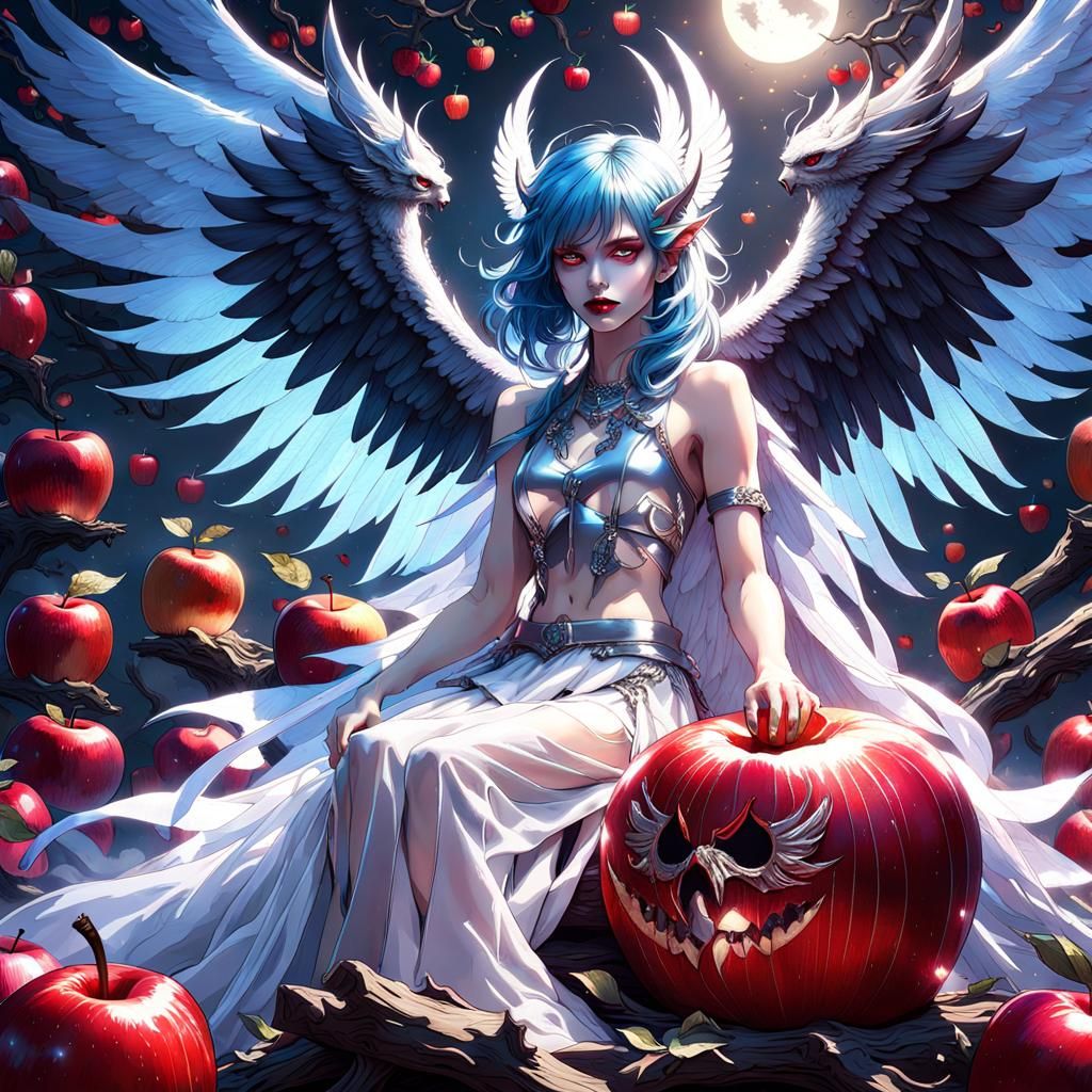 Demonic Beauty Lounging on Bones in Fantasy Art