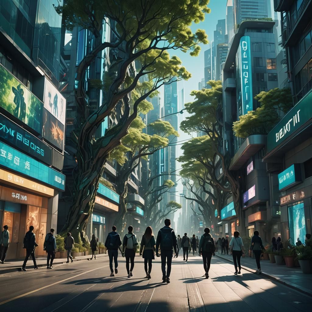 Futuristic Cityscape with Bioluminescent Architecture