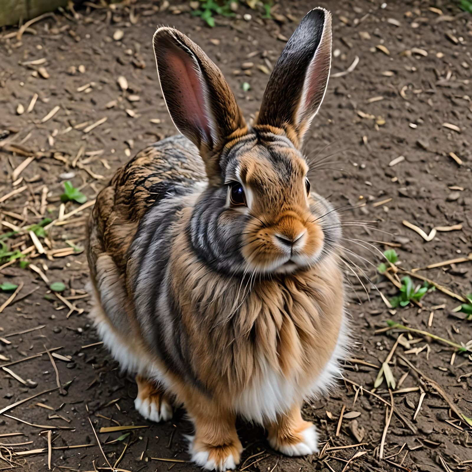Floppy-Eared Long Haired Flemish Giant Rabbit