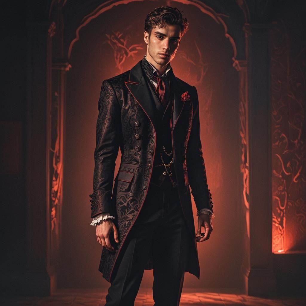 Handsome Count Portrait in Dark Academia Style