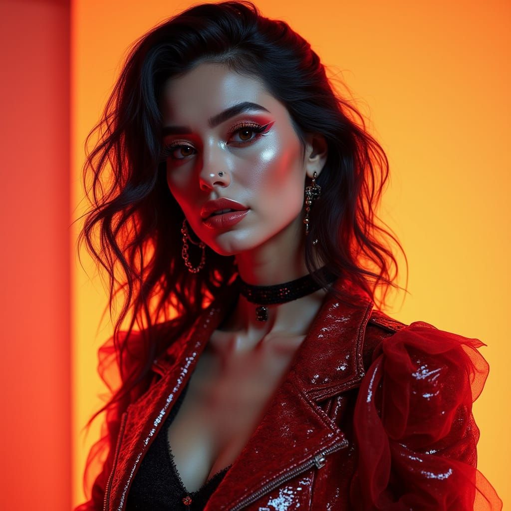 Glamorous Model in High-Fashion, Studio Portrait