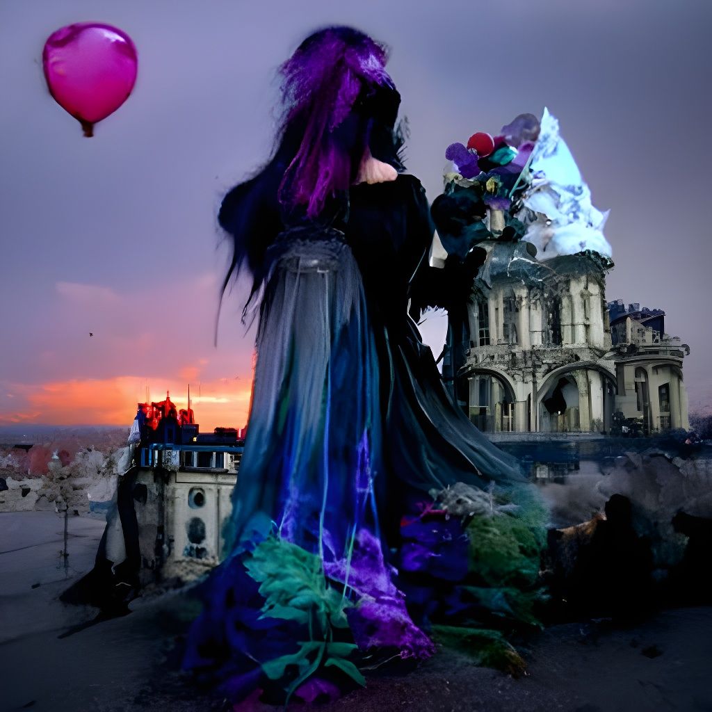 Ethereal Goth Moonscape with Castle and Roses