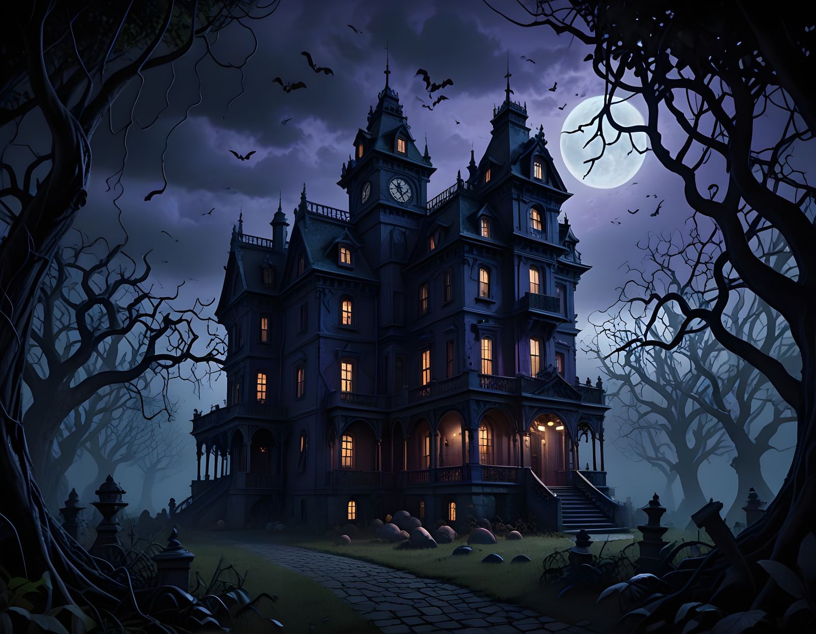 Dark Horror Scene in a Cyberpunk Aesthetic