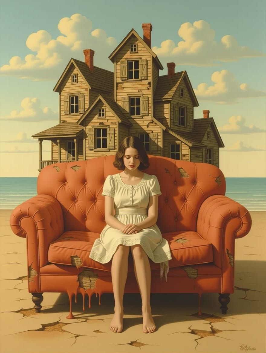 Surrealist Sofa Blends Houses into Dreamlike Liminal Space