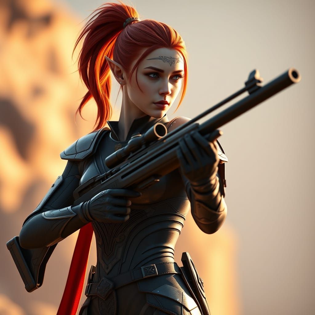 Elegant Eldar Warrior in Stunning Armor