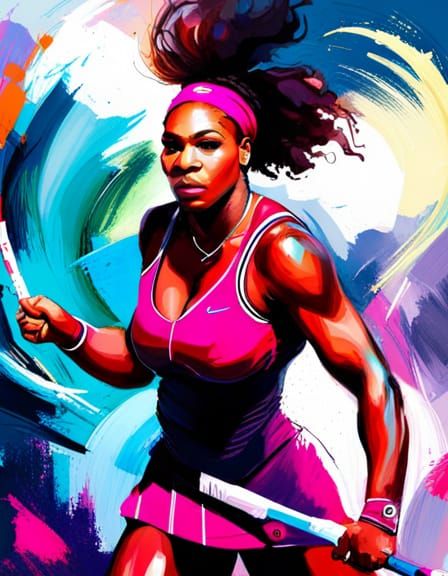 Serena Williams: Epic Thunderbolt Portrait in Oil