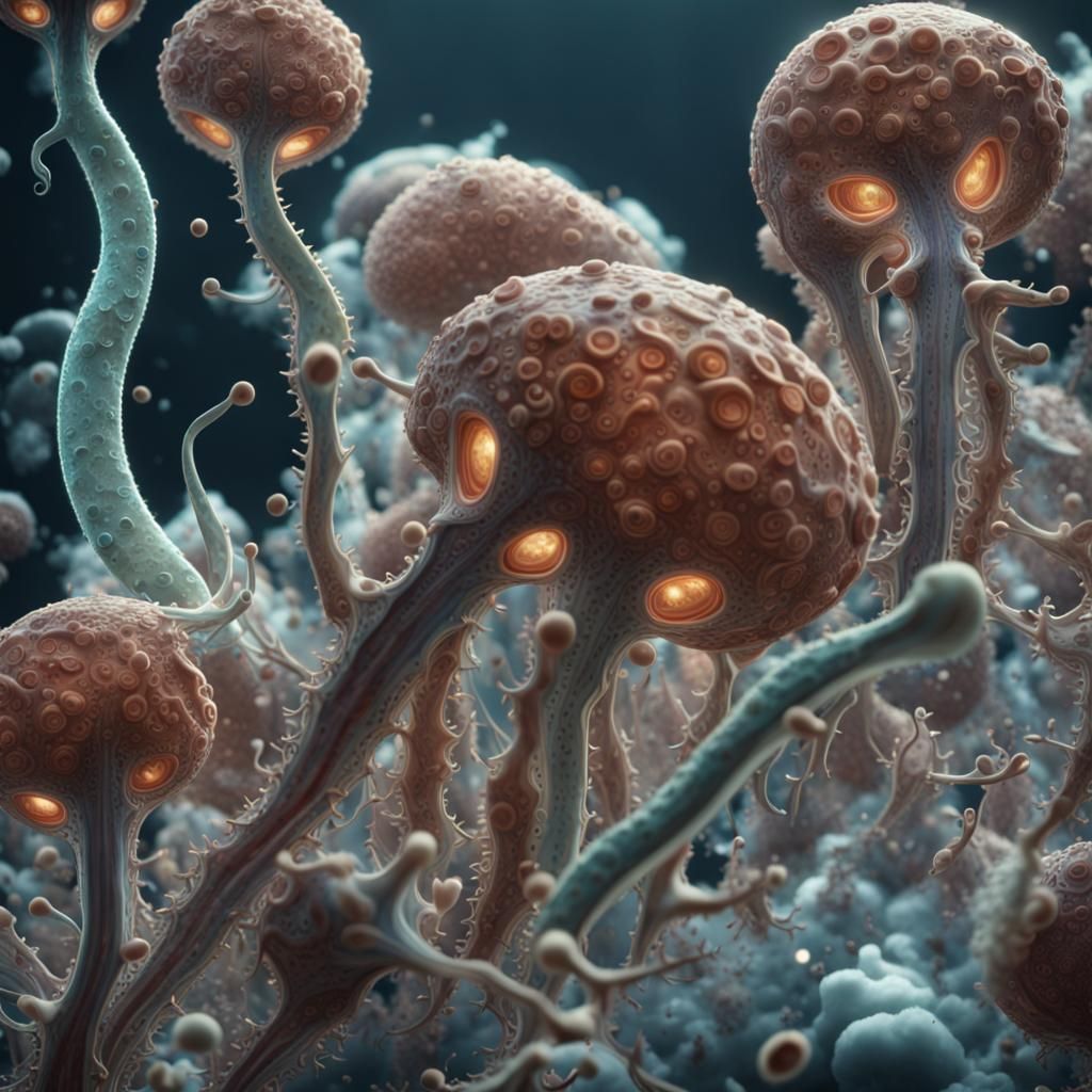 amoeba, art by James Cameron, Ridley Scott, RTX enhanced CGI...