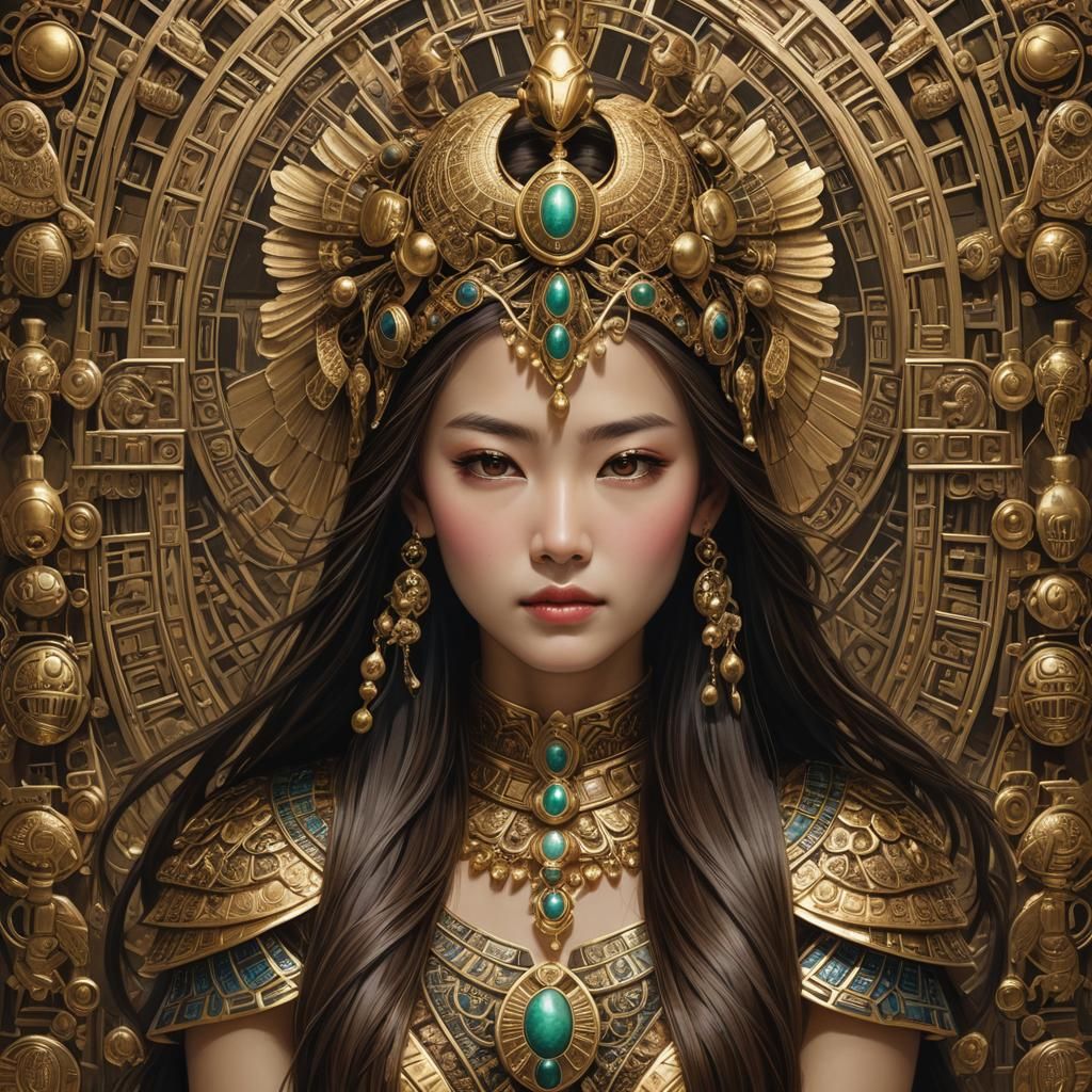 Taiwanese Woman in Scarab Costume: Hyperrealistic Art