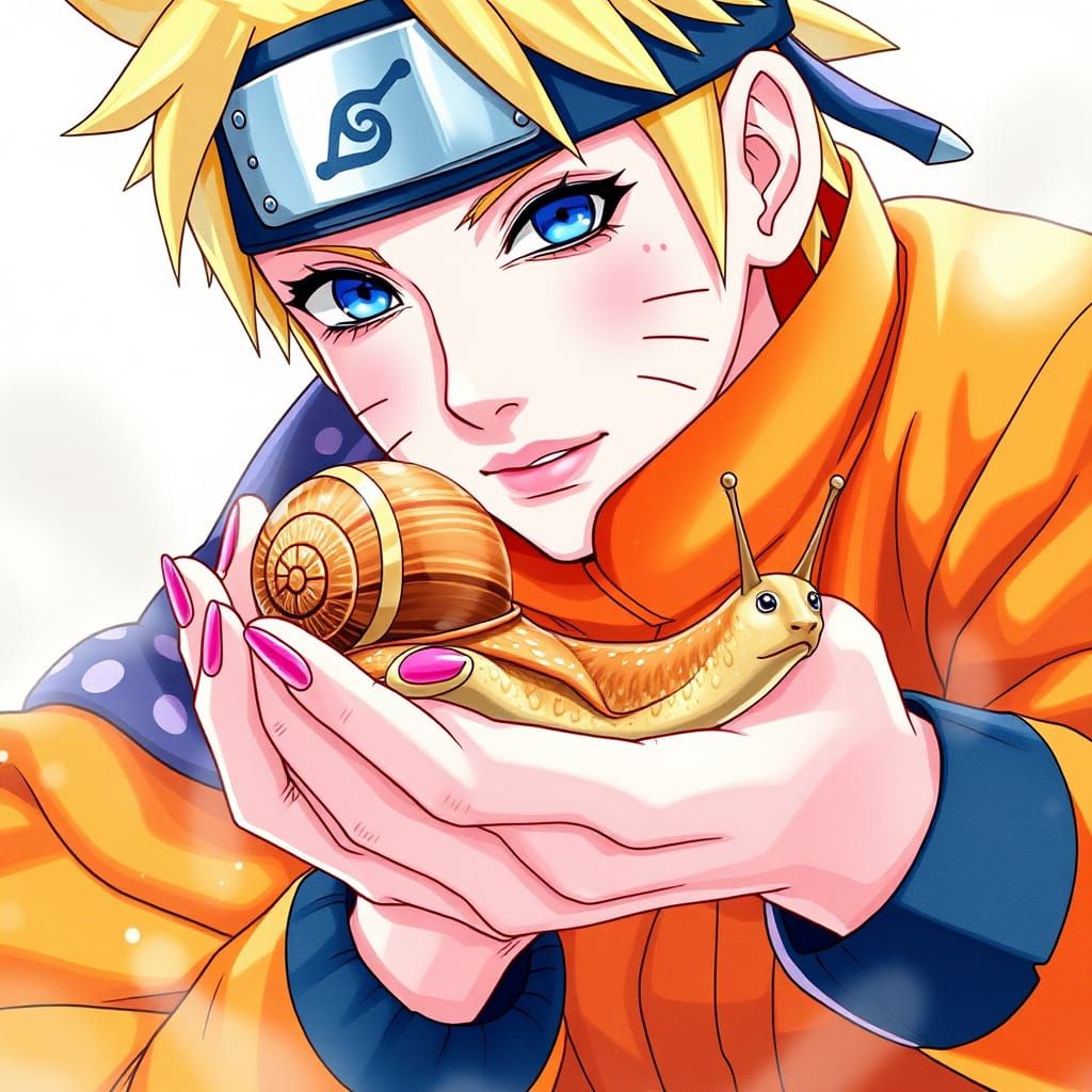 Naruto with a Delicate Snail Companion