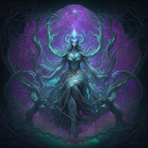 Ethereal Elderwood Guardian in Cosmic Style