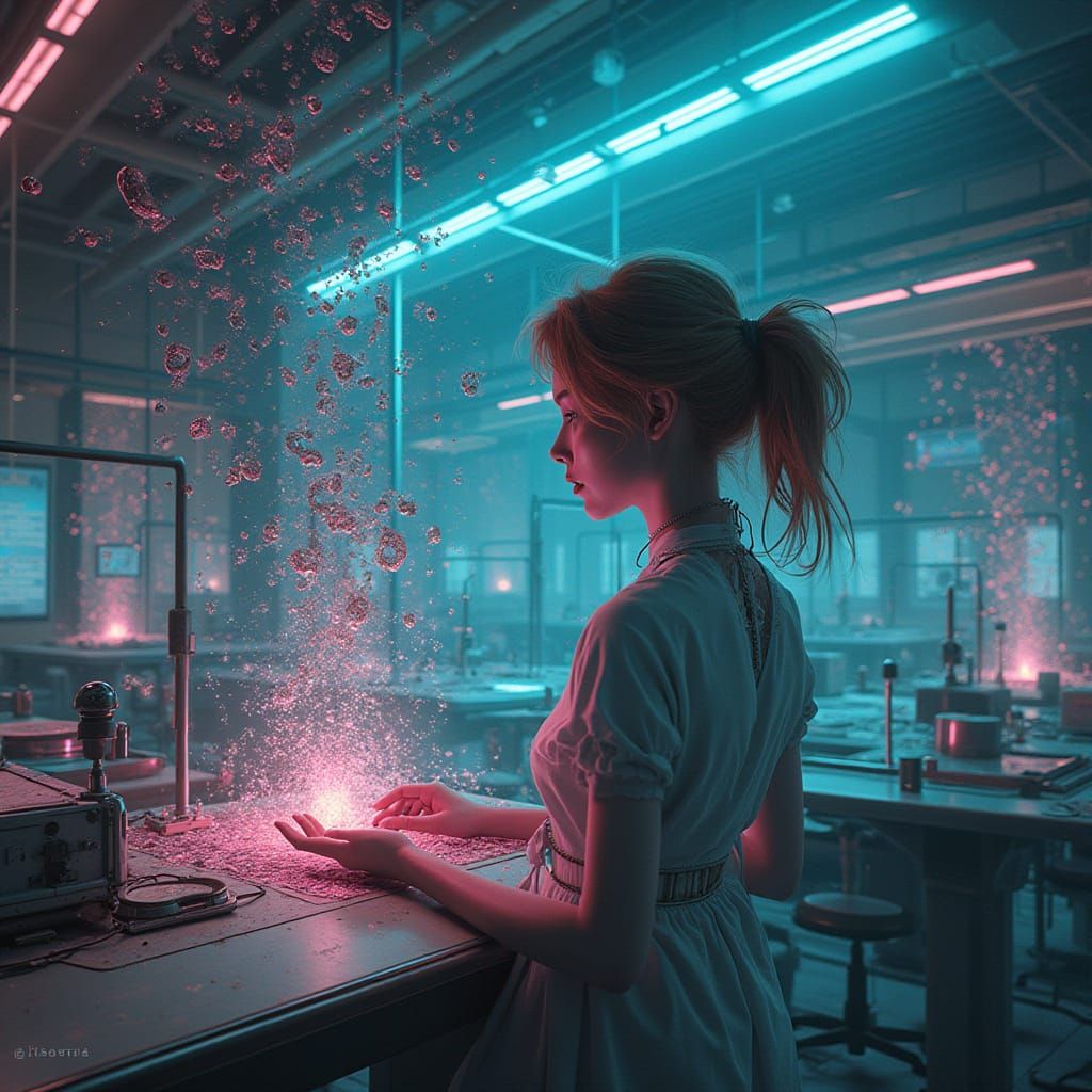 Futuristic Lab: Quantum Feedback System in Neon Style