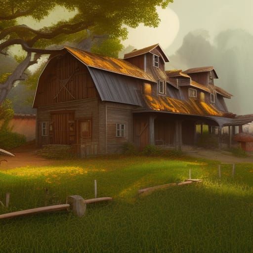 Fantastical Farmhouse in Detailed Matte Painting