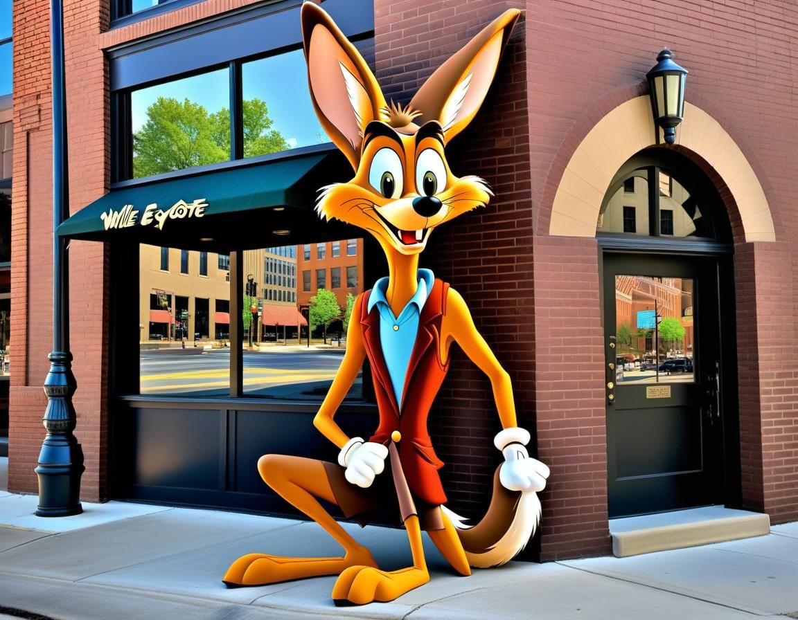 Photorealistic “Wile E. Coyote” in downtown Columbus Ohio US...