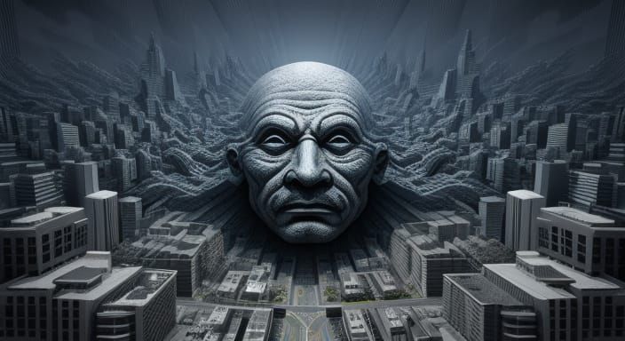 Mysterious City Fractal in Charcoal Detail