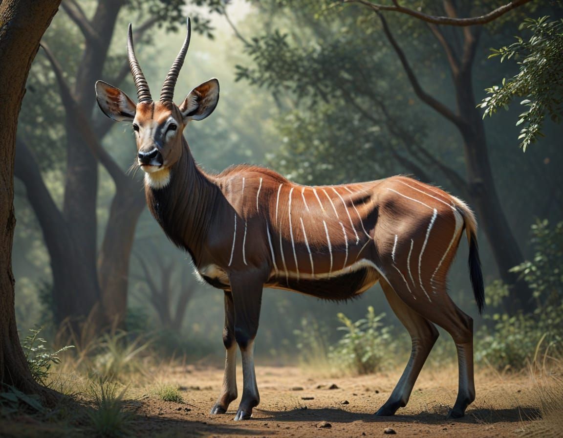 Photorealistic African Nyala Side View